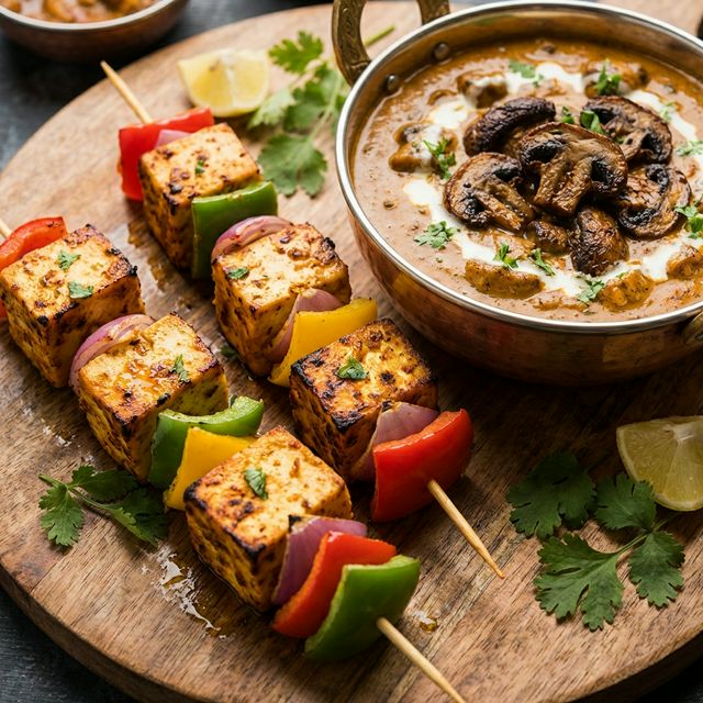Paneer Tikka and Mushroom Chilli